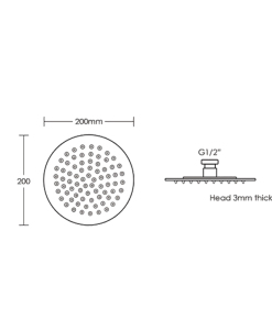 Round Stainless Steel Shower Head – 200mm