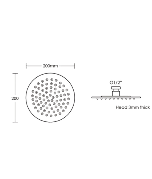 Round Stainless Steel Shower Head – 200mm